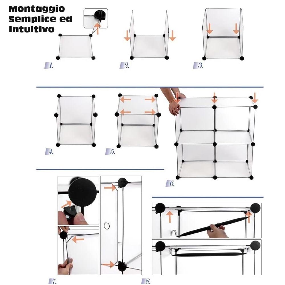 Armadio Guardaroba Modulare 12 Cubi 2 Ante Appendiabiti Mobile Componibile