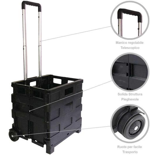 Carrello Trolley Multiuso Pieghevole Kinzo 2 Ruote Manico Per Spesa e Campeggio Kinzo