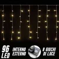 Tenda Luminosa Natalizia 96 LED Luce Bianco Caldo 3 METRI Esterno Luci Cavo 5 mt