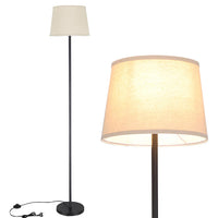 Lampada Piantana Terra Design Moderno Paralume E27 Tessuto e Metallo Nero