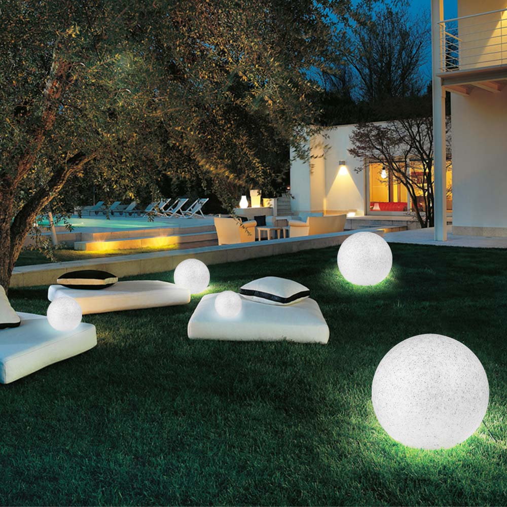 Lampada Sfera Giardino 20cm Luce Illuminazione Esterno Attacc E27 Effetto Pietra