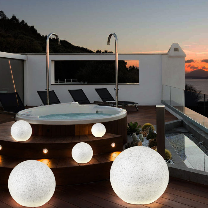 Lampada Sfera Giardino 20cm Luce Illuminazione Esterno Attacc E27 Effetto Pietra