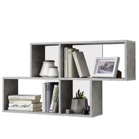 Libreria Scaffale Parete 4 Mensole Ripiani Design Moderno Legno Grigio Bianco