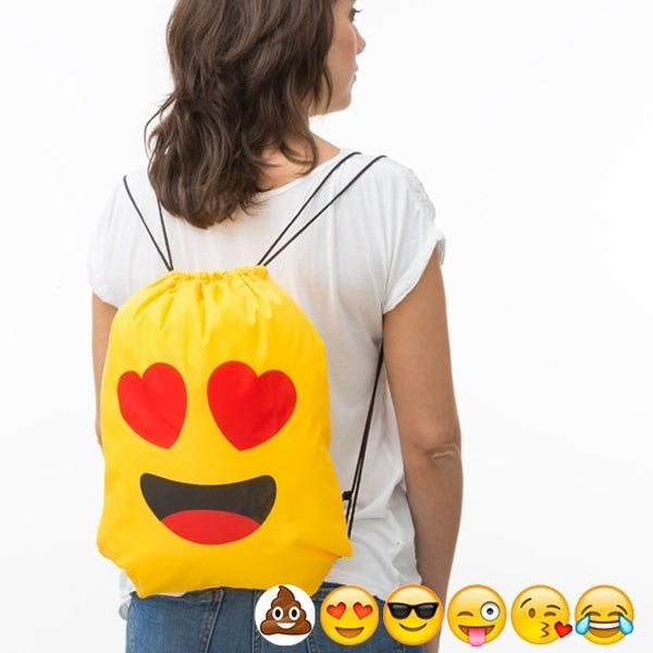 Zaino a Sacca con Corde Emoticon modello Casuale Faccine Assortite Zainetto Bag