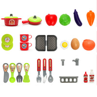 Cucina Giocattolo Bambini 3in1 Richiudibile in Trolley e Carrello 29 Accessori