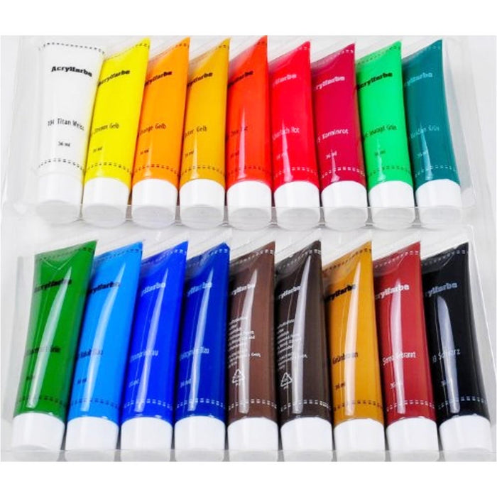 Pittura Acrilica Vernice Confezione 18pz Colori Assortiti Tubetto da 36ml Artico