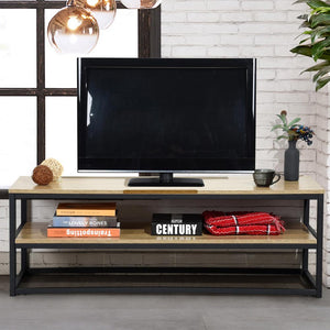 Mobile TV Televisore Legno Metallo Libreria 2 Ripiani Design Moderno Industriale