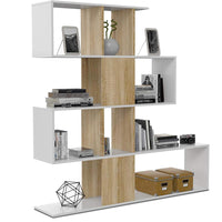 Libreria Design Moderna Scaffale 4 Ripiani 145x29x145 Casa Ufficio Bianco Rovere