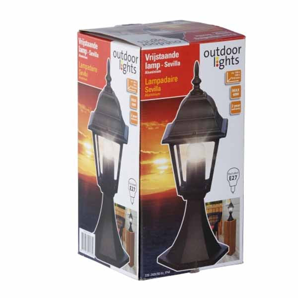 Applique Da Parete Muro Per Esterno Faro Lampada Valencia Colore Nero Max 60W