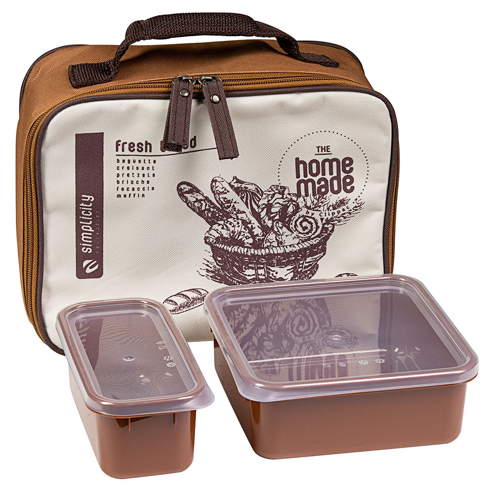 Set Lunch Box 2 Contenitori Cibo Alimenti Porta Vivande Pranzo + Borsa Ufficio