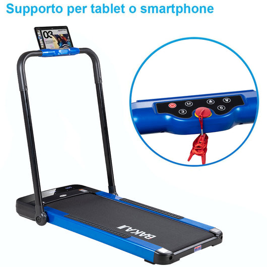 Pedana Tapis Roulant Elettrico con Corrimano Pieghevole e Bracciale Telecomando