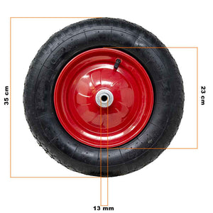 Ruota Pneumatica per Carriola 35 cm Gomma 3.50-8 + Asse Lungo 210 mm Incluso