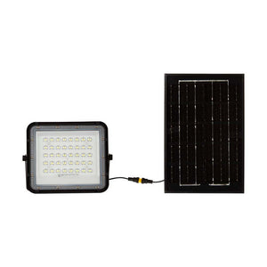 6W Led Solar Floodlight 6400K Replaceable Battery 3M Wire Black Body