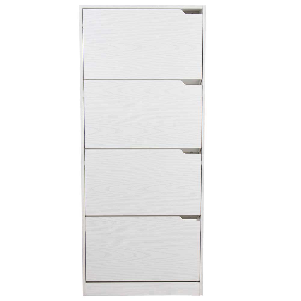 Scarpiera 4 Ante Ripiani Doppia Profondita Legno MDF 63x24x150 Bianco Frassinato