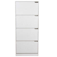 Scarpiera 4 Ante Ripiani Doppia Profondita Legno MDF 63x24x150 Bianco Frassinato