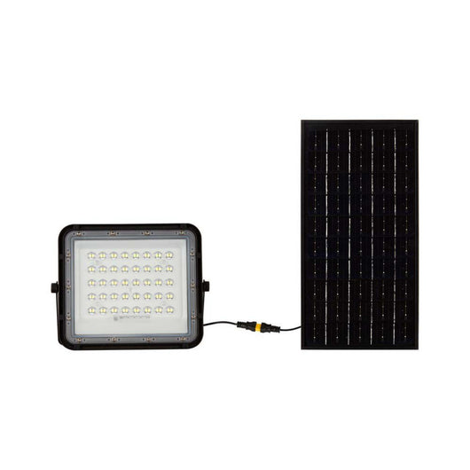 10W Led Solar Floodlight 6400K Replaceable Battery 3M Wire Black Body