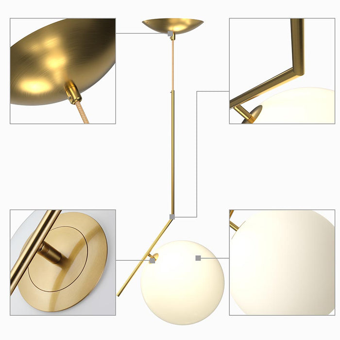 Lampadario Lampada Sospensione Sfera 25 cm Design Moderno Paralume Metallo Oro