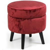 Pouf Contenitore Sgabello Cassapanca Poggiapiedi in Tessuto Velluto Bordo 37x40