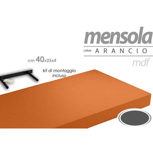 Mensola Parete Rettangolare Scaffale 40x25x4cm Libreria Legno MDF Arancione