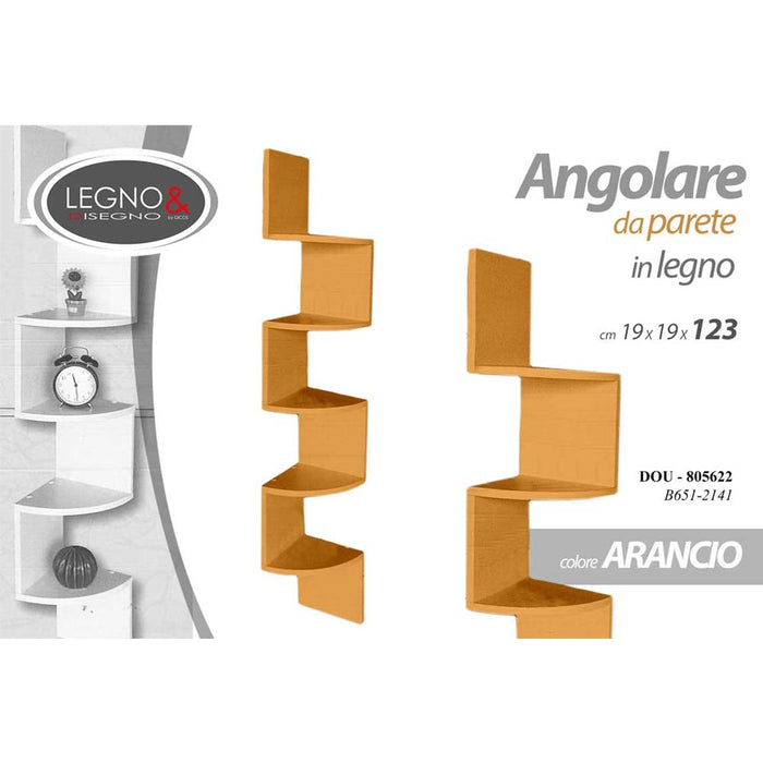 Libreria Scaffale Mensole Parete Angolare Moderna 5 Ripiani ad Angolo Arancione