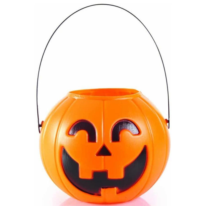 Cestino Dolci Zucca Halloween Dolcetto o Scherzetto 18cm con Manico in Plastica