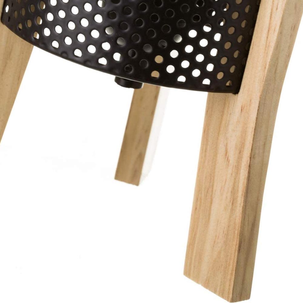 Lampada da Tavolo Lume Comodino Legno e Metallo Nero Design Moderno Abatjour