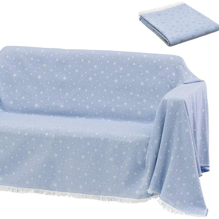 Coperta Copri Divano Piedi Letto Multiuso 230x290cm Fantastia Stelle Azzurro