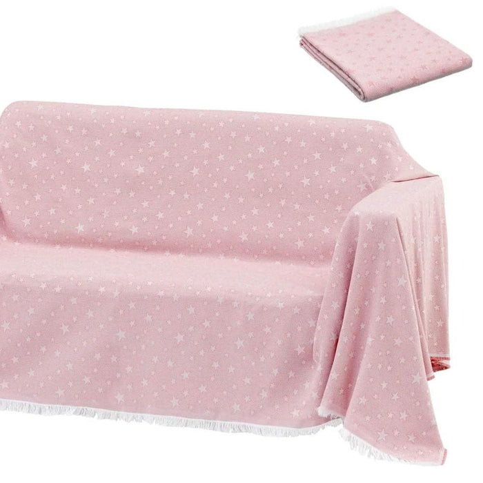 Coperta Copri Divano Piedi Letto Multiuso 180x290cm Fantastia Stelle Rosa