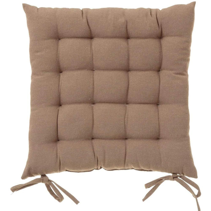 Cuscino Sedia in Tessuto Trapuntato Imbottito 40x40cm con Laccetti Colore Beige