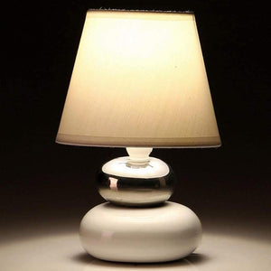 Lampada da Tavolo Lume Comodino Ceramica Tessuto Bianco Design Moderno Abatjour