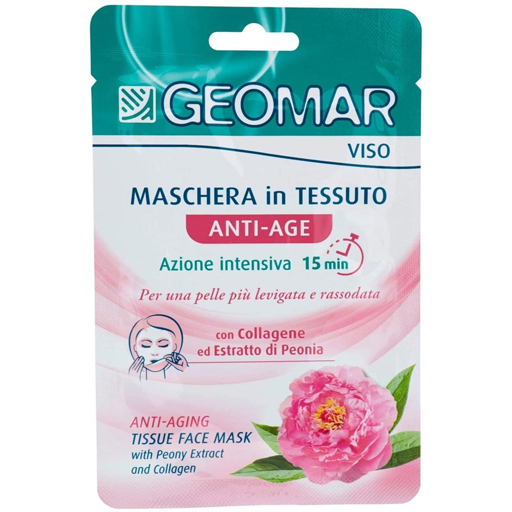 Geomar Maschera Viso in Tessuto Anti-Age Azione Intensiva con Estratto di Peonia