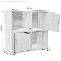 Mobile Armadio Libreria Bassa Design Cubo Moderno 4 Ripiani 2 Ante 60x29cm Acero