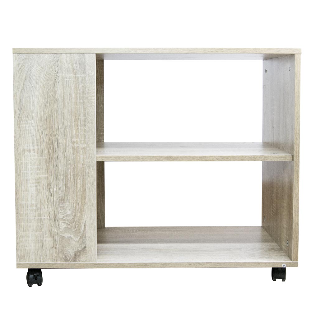 Tavolino Divano Libreria Design Moderno 2 Ripiani con Ruote 70x35x61 Casa Beige