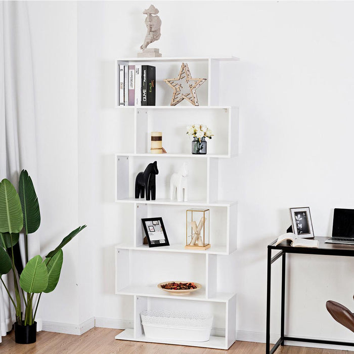 Libreria Design Moderna Scaffale 6 Ripiani 190x80x24cm Casa Ufficio Bianco