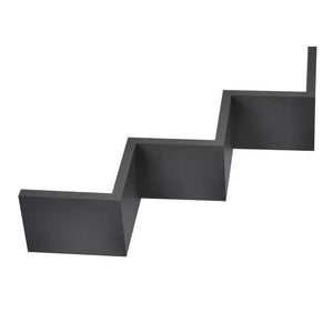 Mensola Parete Moderna Design Zig Zag Mensole Muro Scaffale 3 Ripiani Nero