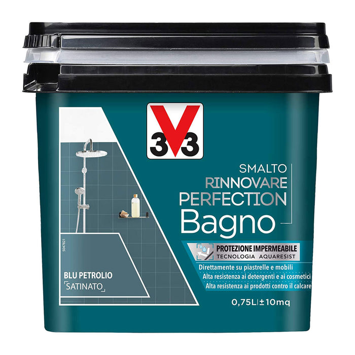 V33 Smalto Rinnovare Perfection Bagno Muri Piastrelle Mobili Reistente Acqua Colore: Blu Petrolio Satinato