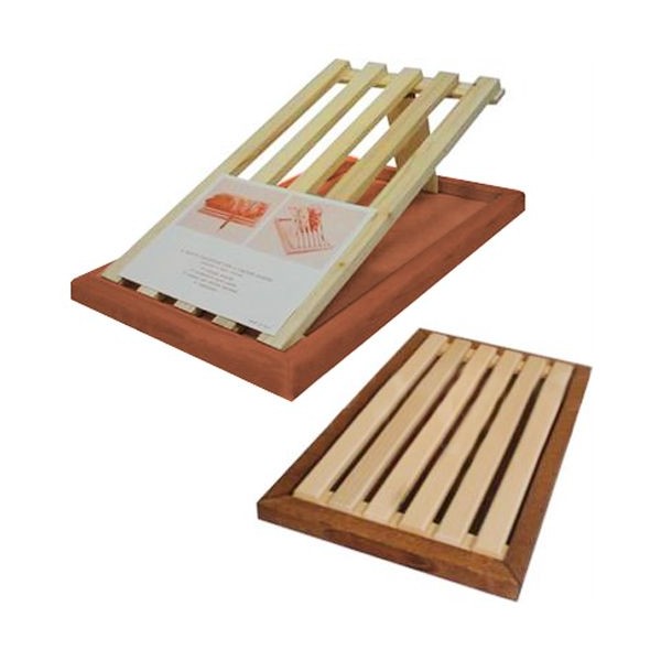 Tagliere Per Pane In Legno Con Raccogli Briciole e Griglia Removibile 39 x 23 cm