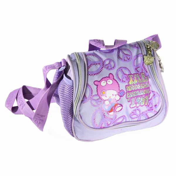 Cestino Lunch Box Asilo Marimaru Viola Con Doppia Zip Manico e Tracolla In Tela