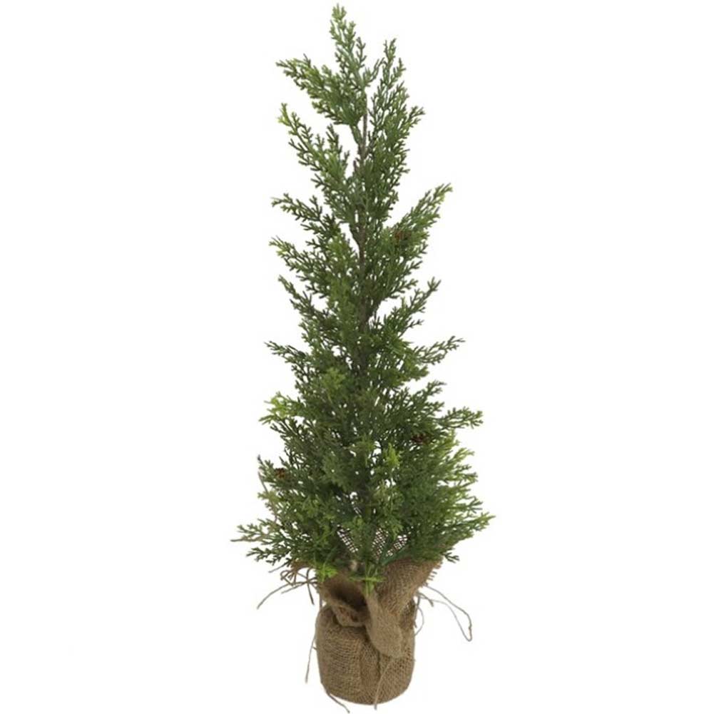 Albero di natale 60cm Alberello Pino con Base Sacco Iuta Decorazione Natalizia