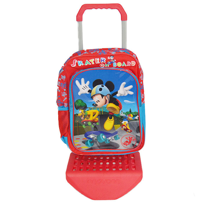 Zainetto Scuola Microfibra con Carrello Trolley Estraibile 2 Ruote Mickey Mouse