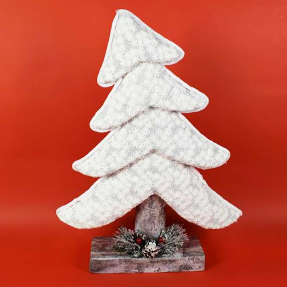 Albero Di Natale Inclinato In Tessuto Bianco 56cm Decorazioni Natalizie Silver