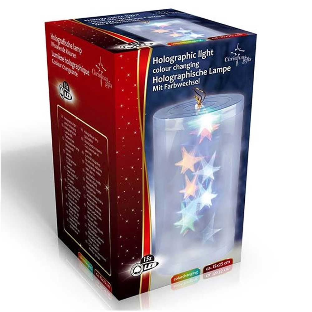 Lampada Olografica Natalizia Luce a LED a Batteria 25x15cm Decorazioni Natale