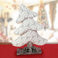 Albero Di Natale Inclinato in Tessuto Bianco 41cm Decorazioni Natalizie Silver