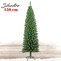 Albero Di Natale 150cm Silvestre Slim 278 Rami Super Folto Verde Base a Croce