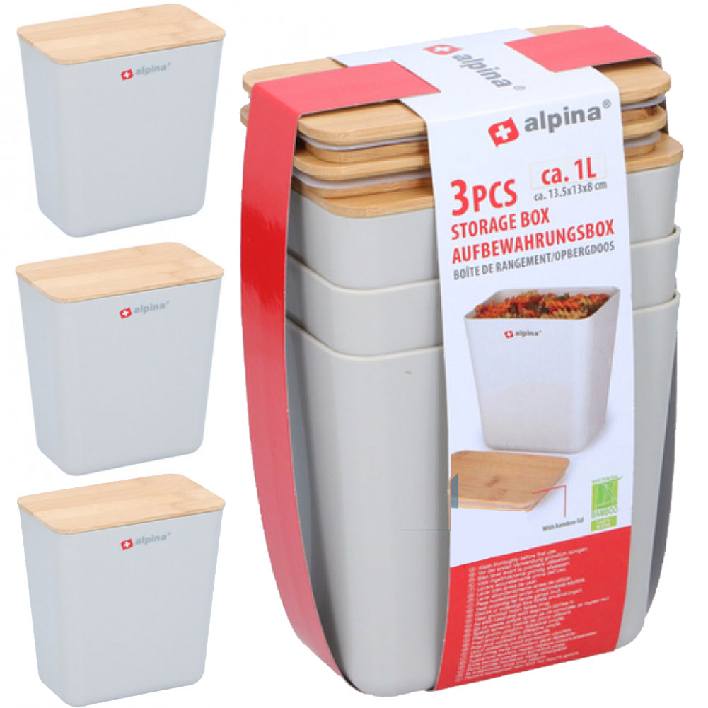 Set 3 Barattoli Multiuso Caffe Zucchero Sale 180gr Cucina con Tappo in Legno