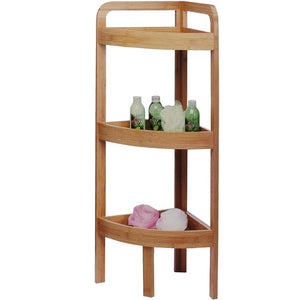 Mobile Scaffale Angolare 3 Ripiani in Legno Bambu' per Bagno Cucina 29x29x85cm