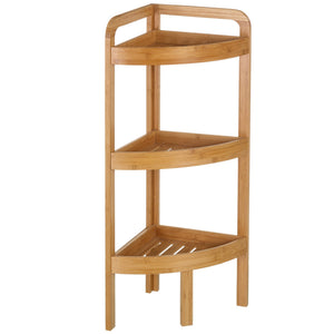 Mobile Scaffale Angolare 3 Ripiani in Legno Bambu' per Bagno Cucina 29x29x85cm