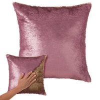 Cuscino Paillettes Federa Effetto Sirena Doppio Colore Rosa Gold 40x40cm Divano