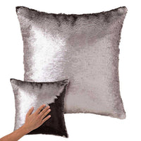 Cuscino Paillettes Federa Effetto Sirena Doppio Colore Nero Silver 40x40 Divano