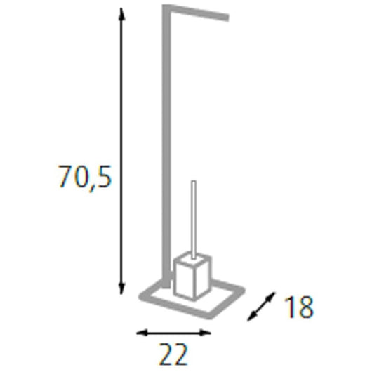 Portarotolo Con Porta Scopino In Metallo con Base in Vetro Design Moderno Nero